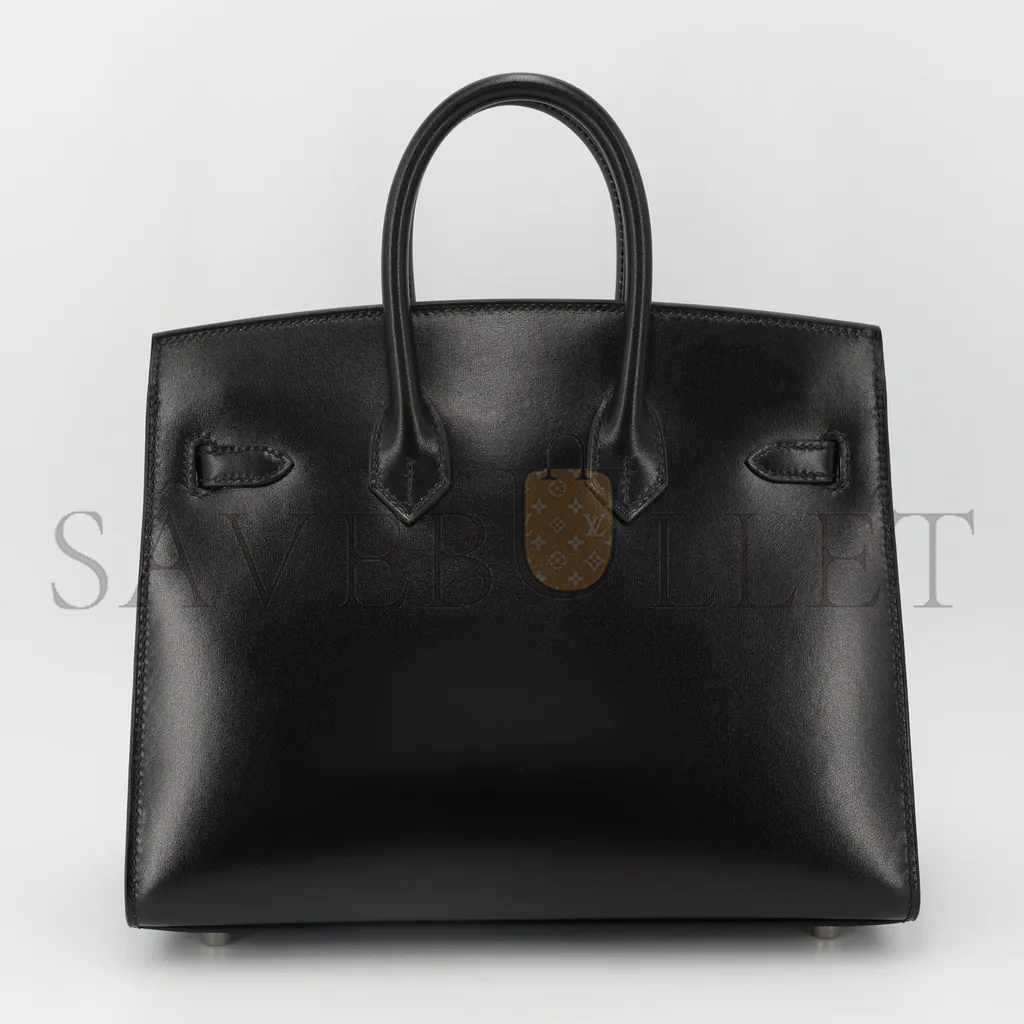 HERMÈS BIRKIN 25 BOX LEATHER BLACK SILVER BUCKLE H029283CK86 (25*20*13cm)